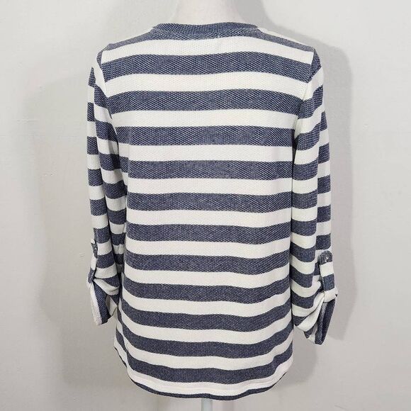 D&Co. Navy and White Striped Knit Top Size XXS Preppy Navy Stripe Top - Picture 5 of 8